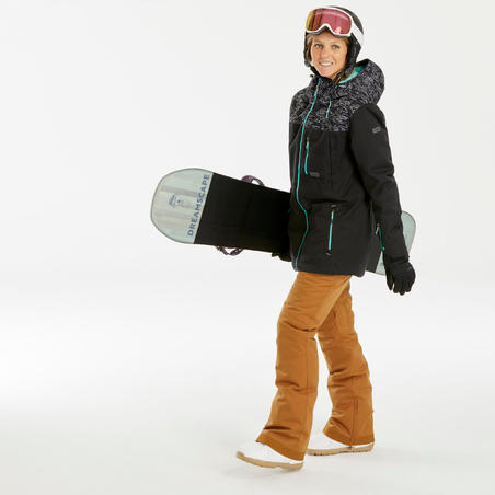Snowboard- och skidjacka SNB JKT 500 PROTEC Dam Svart 3-I-1