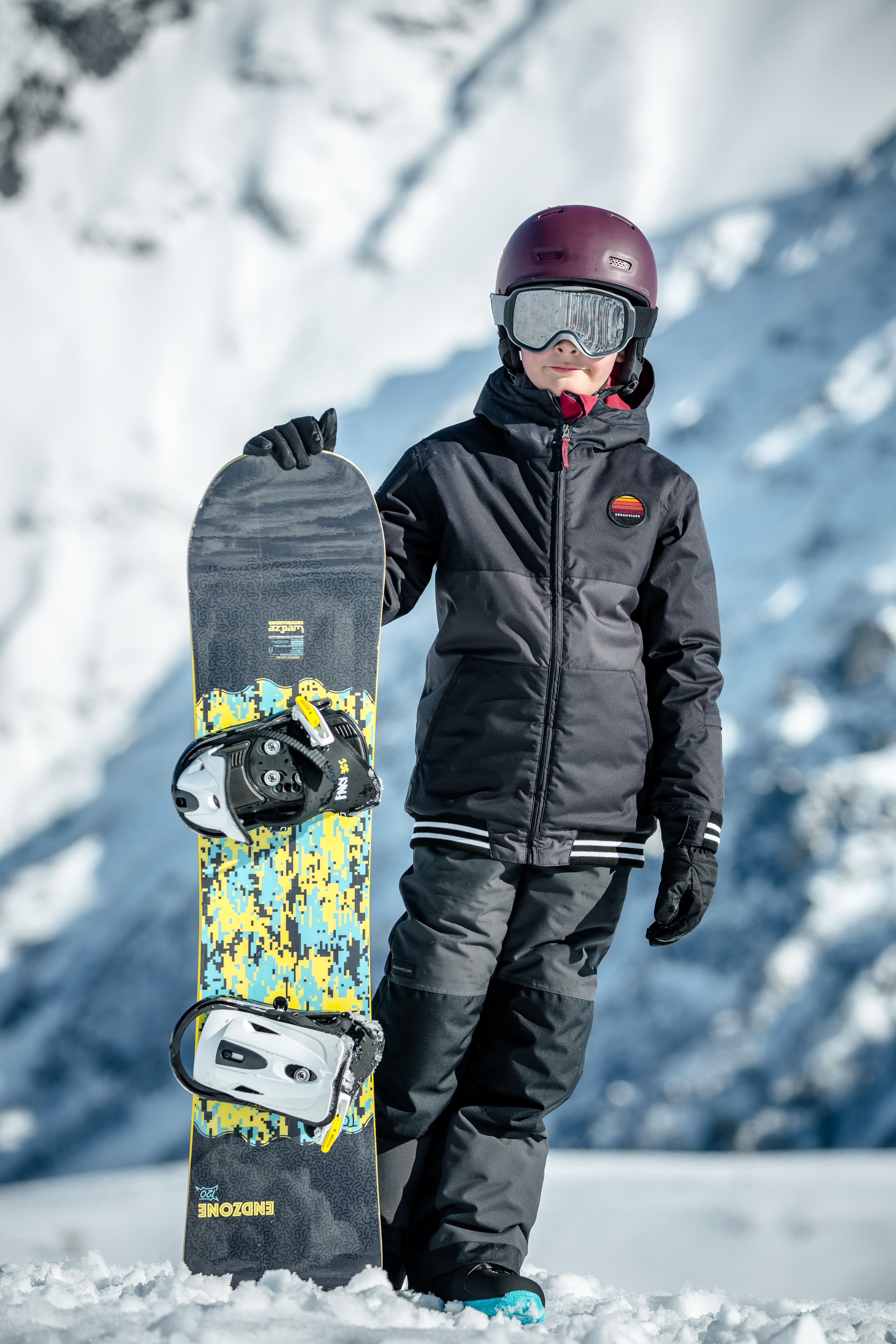 Kids’ Winter Jacket - Snowboarding 100 Black - DREAMSCAPE