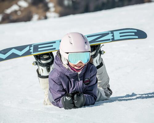 young snowboarding girl