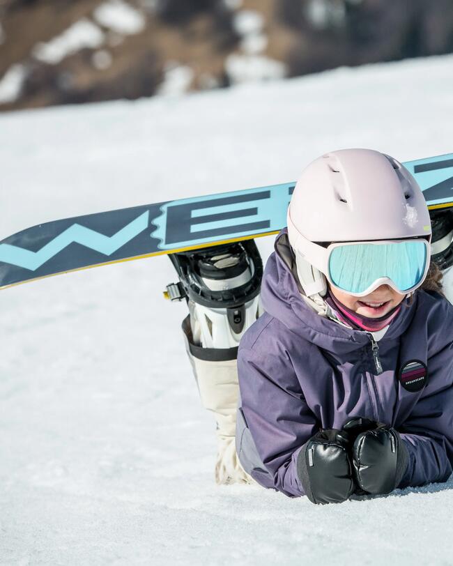 Kids’ Durable Snowboard Salopettes - Bib 500 Girl - Beige