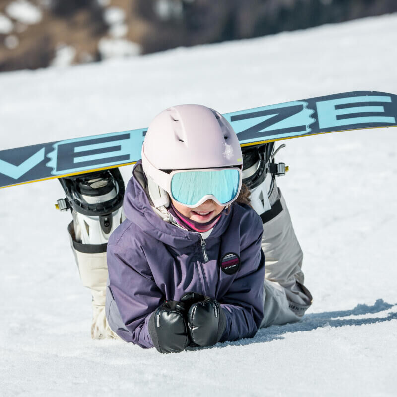 young snowboarding girl