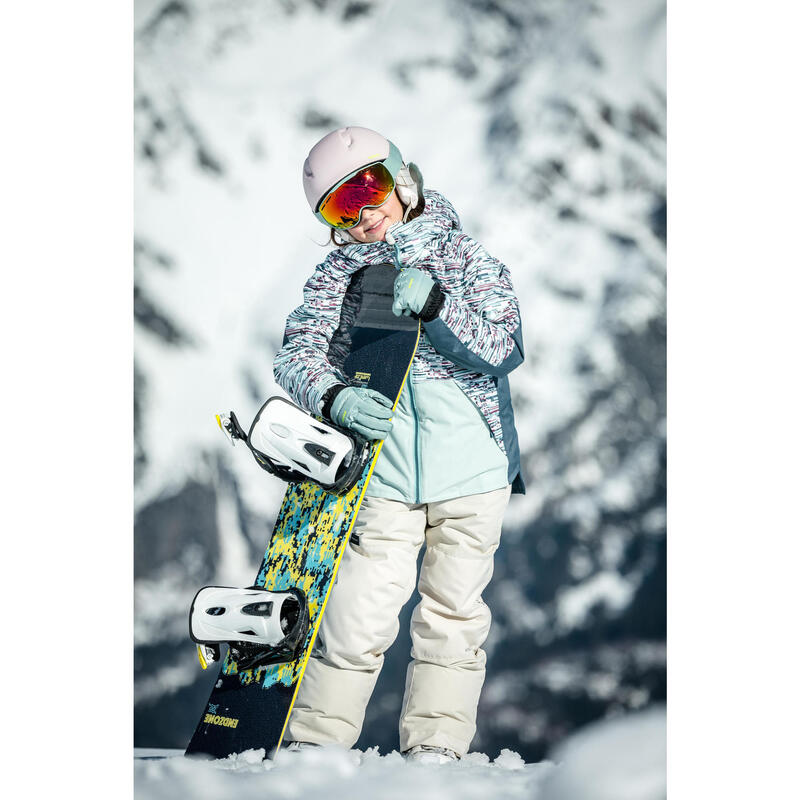 Jardineiras de snowboard criança resistente - Bib 500 menina - bege