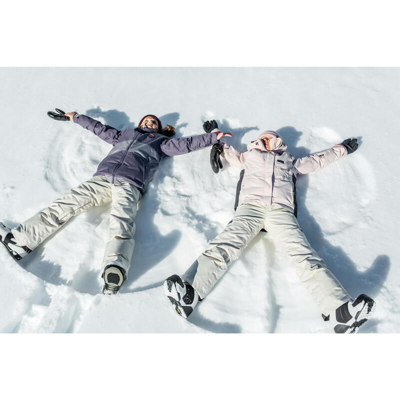 Salopette de snowboard enfant résistante - Bib 500 fille - beige