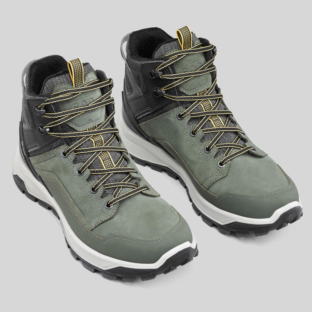 Men’s Warm and Waterproof Leather Hiking Boots - SH500 X-WARM
