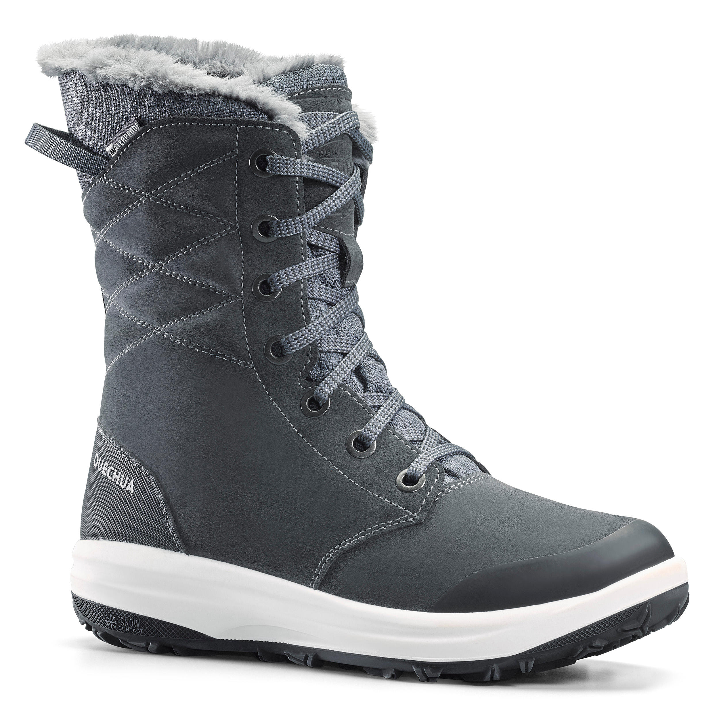 QUECHUA Warme en waterdichte leren wandelschoenen voor dames SH500 |  Decathlon