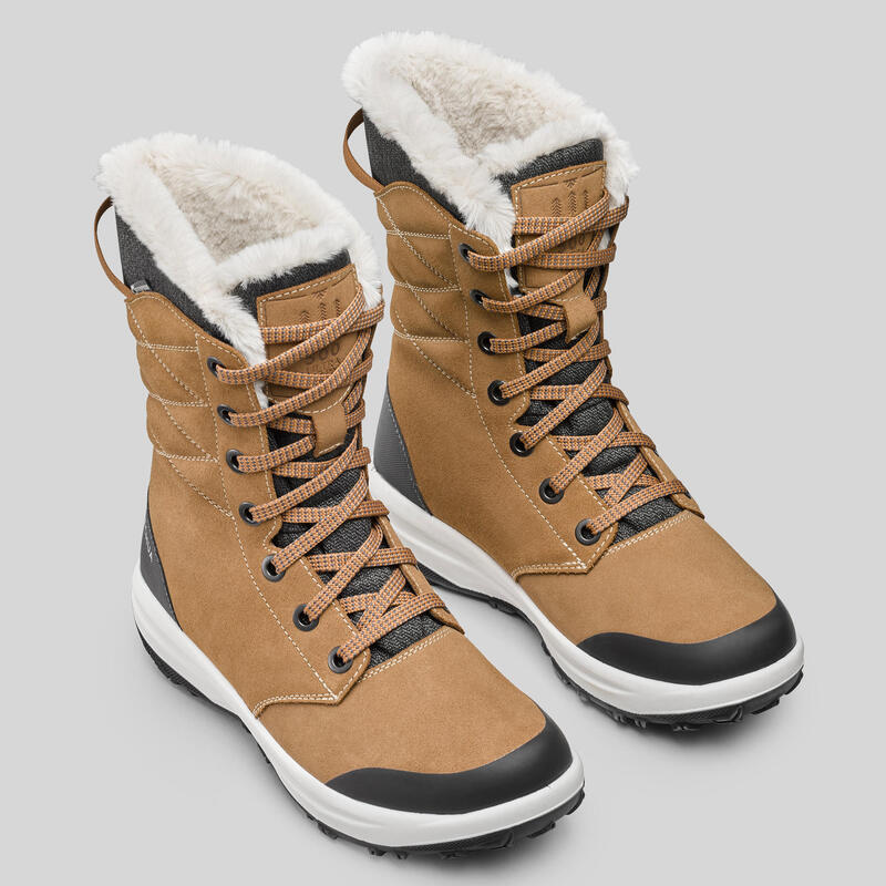 Kadın Su Geçirmez Outdoor Deri Kar Botu - Kahverengi  - SH900