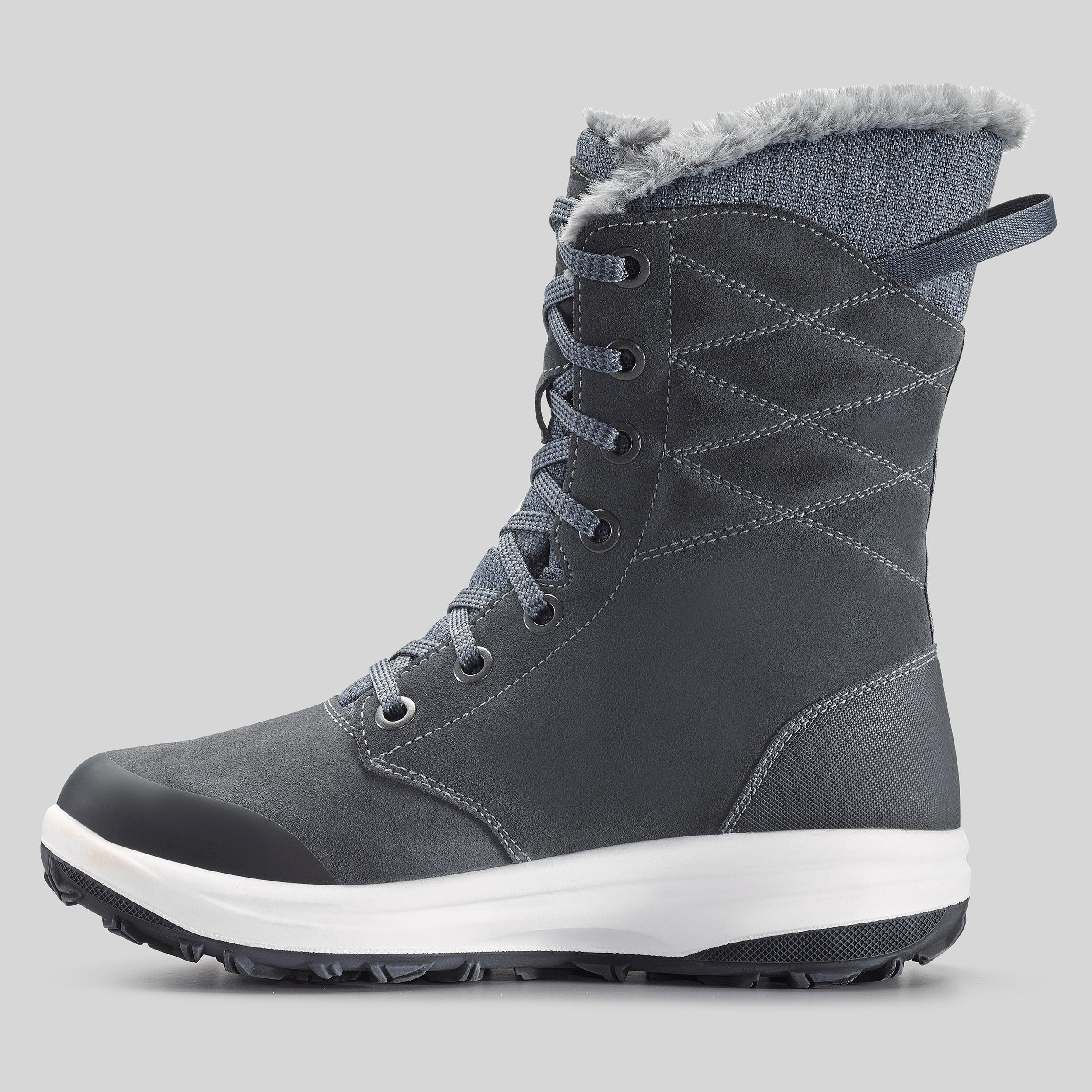 Women’s warm and waterproof leather hiking boots - SH900 high-top 3/4