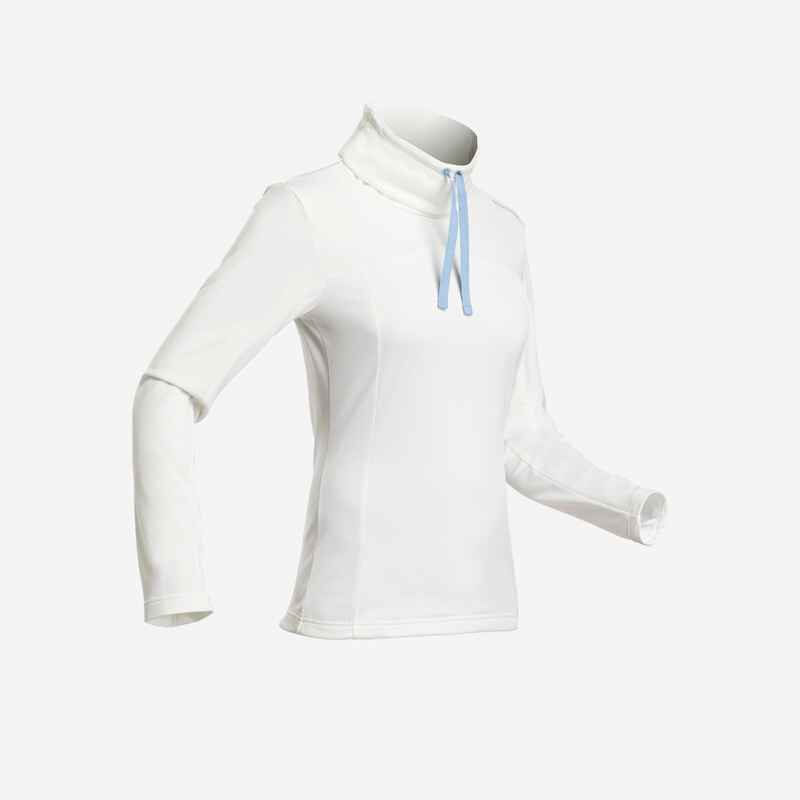 Langarmshirt Pullover Wandern SH100 warm Damen weiss Langarmshirt Pullover Wandern SH100 warm Damen weiss
