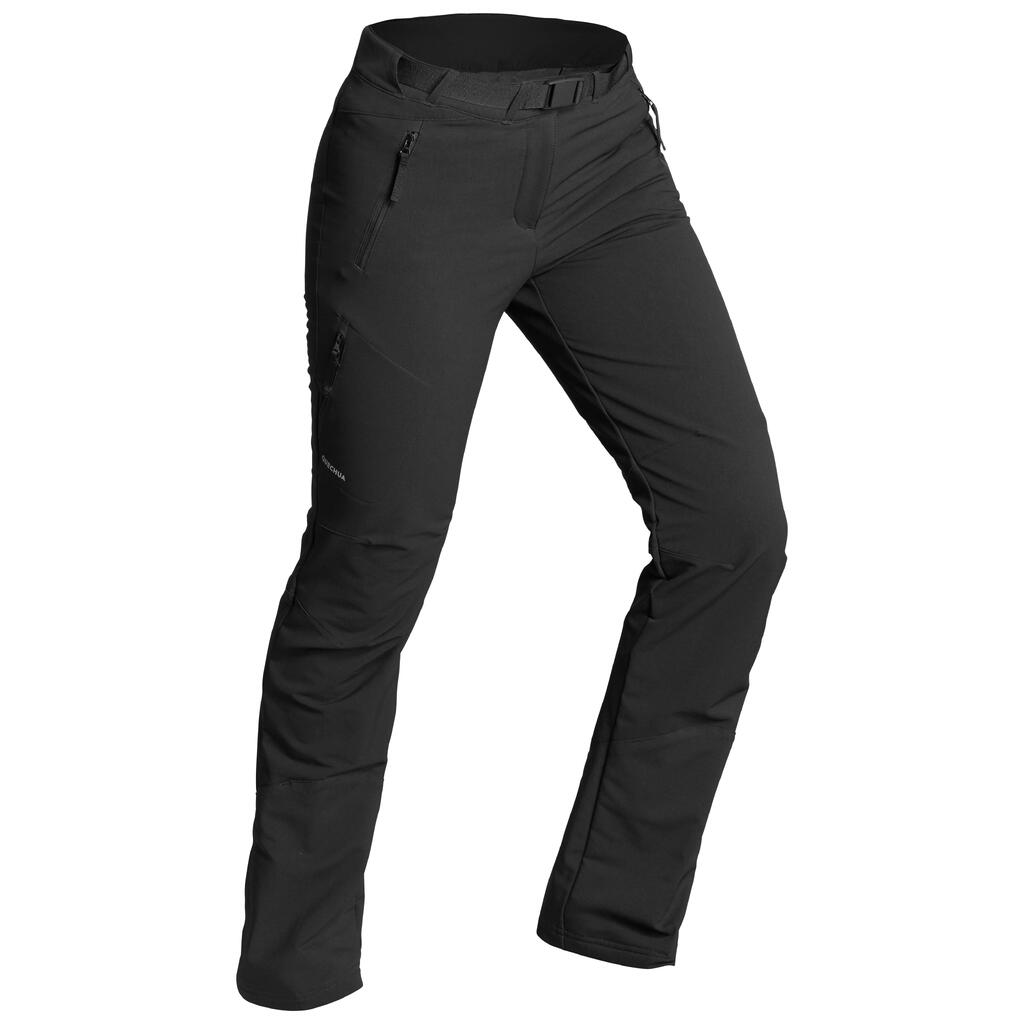 PANTALÓN SENDERISMO DE NIEVE MUJER STRECH SH500 X-WARM NEGRO