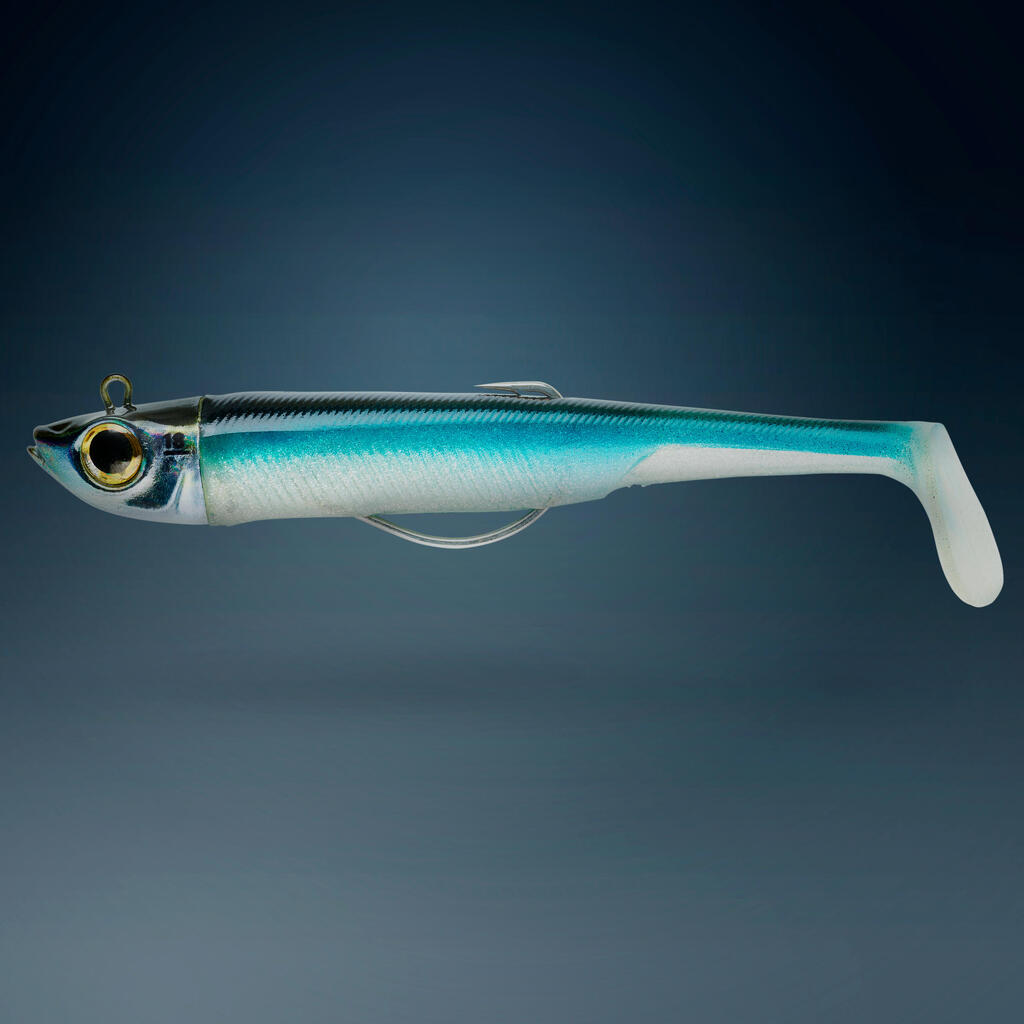 COMBO leurres souples shad texan ANCHO 120 18gr Tête rouge/Jaune pêche en mer