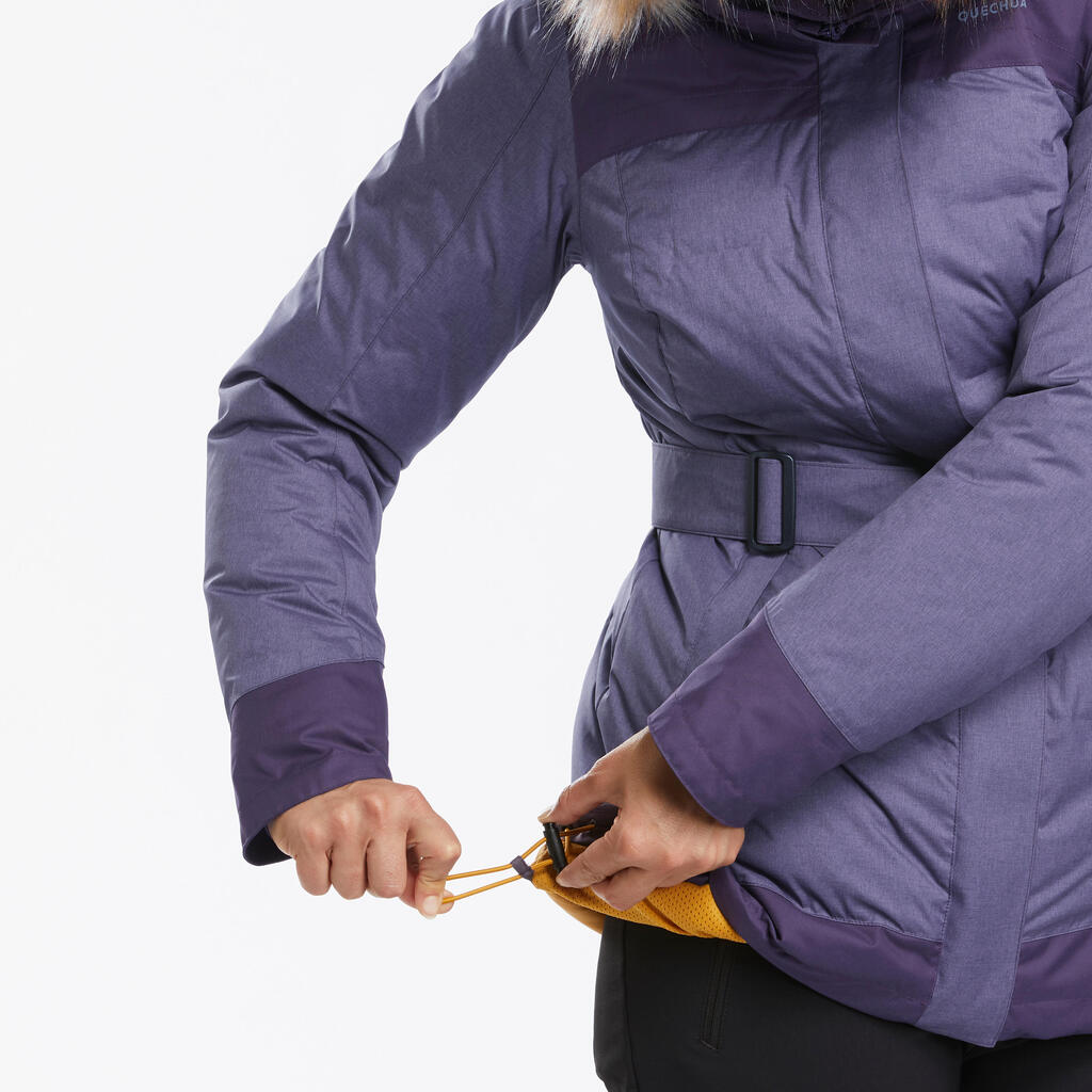 PARKA ZA PLANINARENJE SH500 X-WARM ŽENSKA LAGANA NEPROMOČIVA -15 °C - LJUBIČASTA