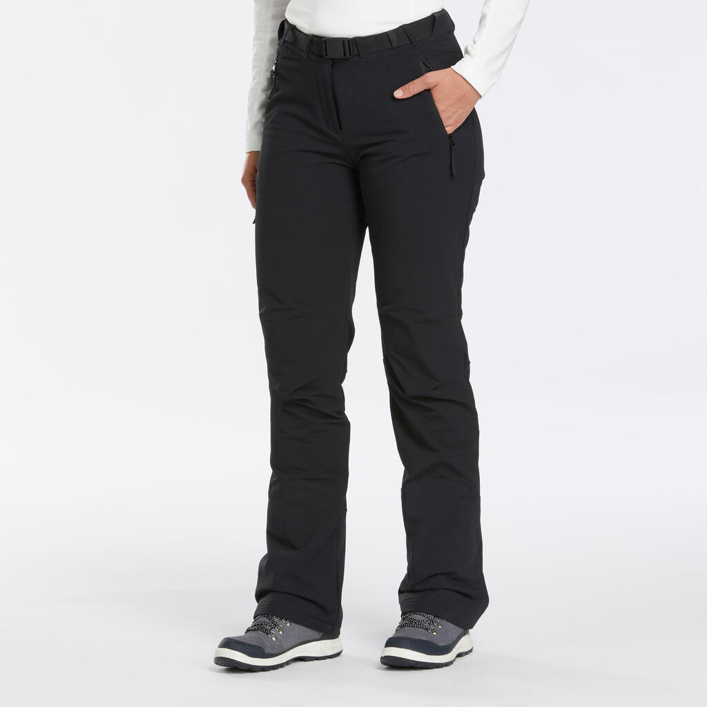 PANTALÓN SENDERISMO DE NIEVE MUJER STRECH SH500 X-WARM NEGRO