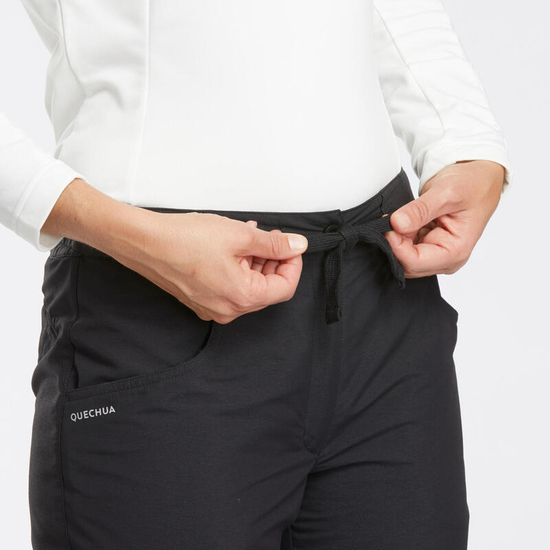 Pantalon Călduros Hidrofob Drumeție NH100 Negru Damă