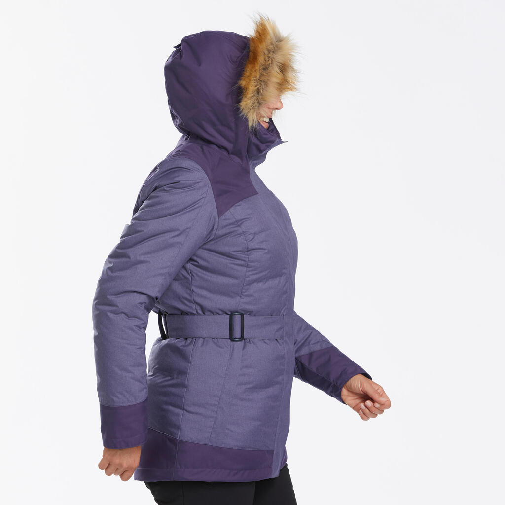 PARKA ZA PLANINARENJE SH500 X-WARM ŽENSKA LAGANA NEPROMOČIVA -15 °C - LJUBIČASTA