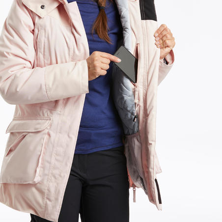 Куртка жіноча SH500 U-Warm для туризму, водонепроникна – Рожева