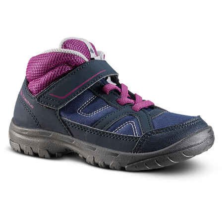Vijoličasti srednje visoki vodoodporni pohodniški čevlji MH100 za deklice