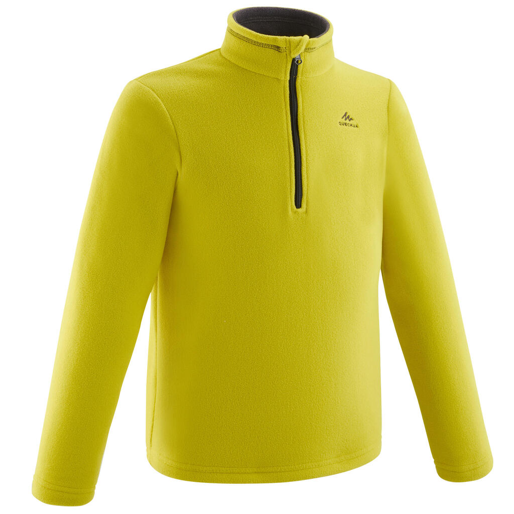 Kids’ hiking fleece - mh100 aged 7-15 - yellow