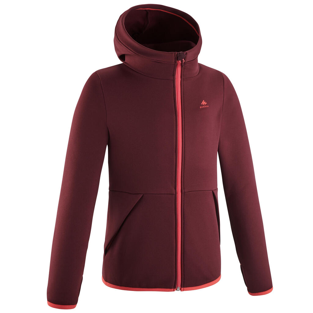 Kids’ fleece hiking jacket mh500 7-15 years - burgundy