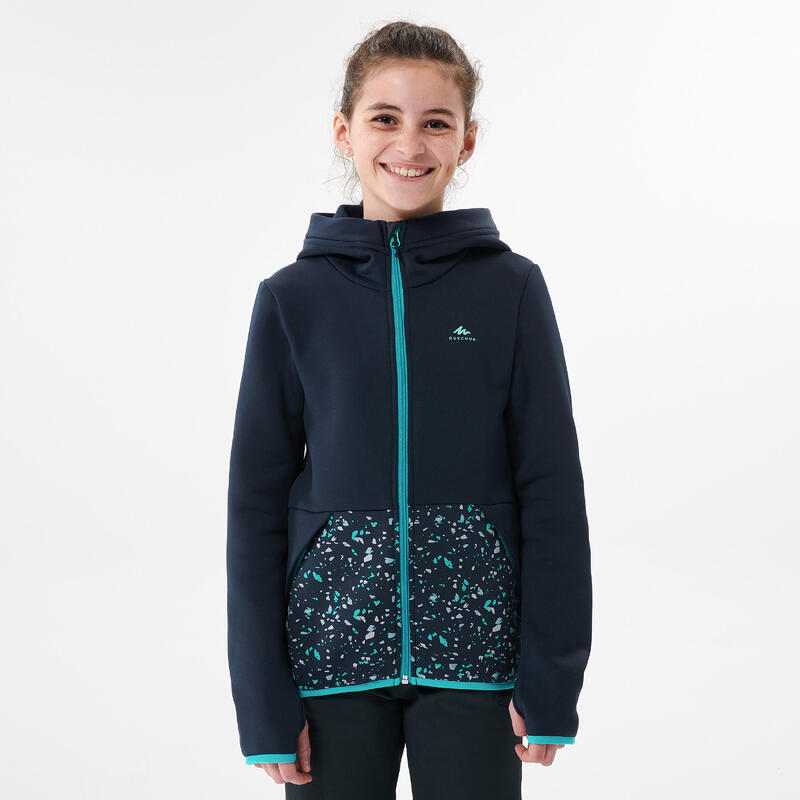 Fleece jas voor wandelen MH500 blauw kinderen 7-15 jaar