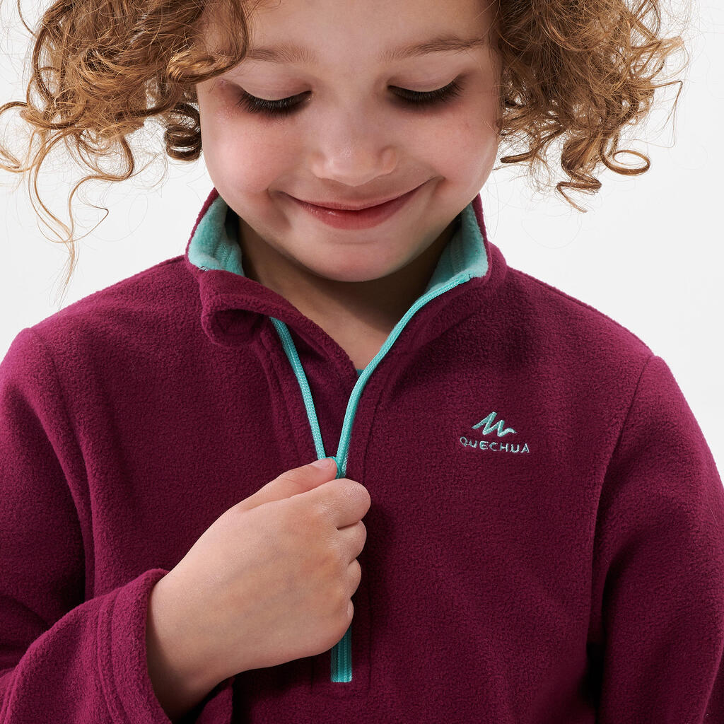 Bērnu pārgājienu flīsa jaka “MH100”, vecumā no 2 līdz 6 gadiem, violeta