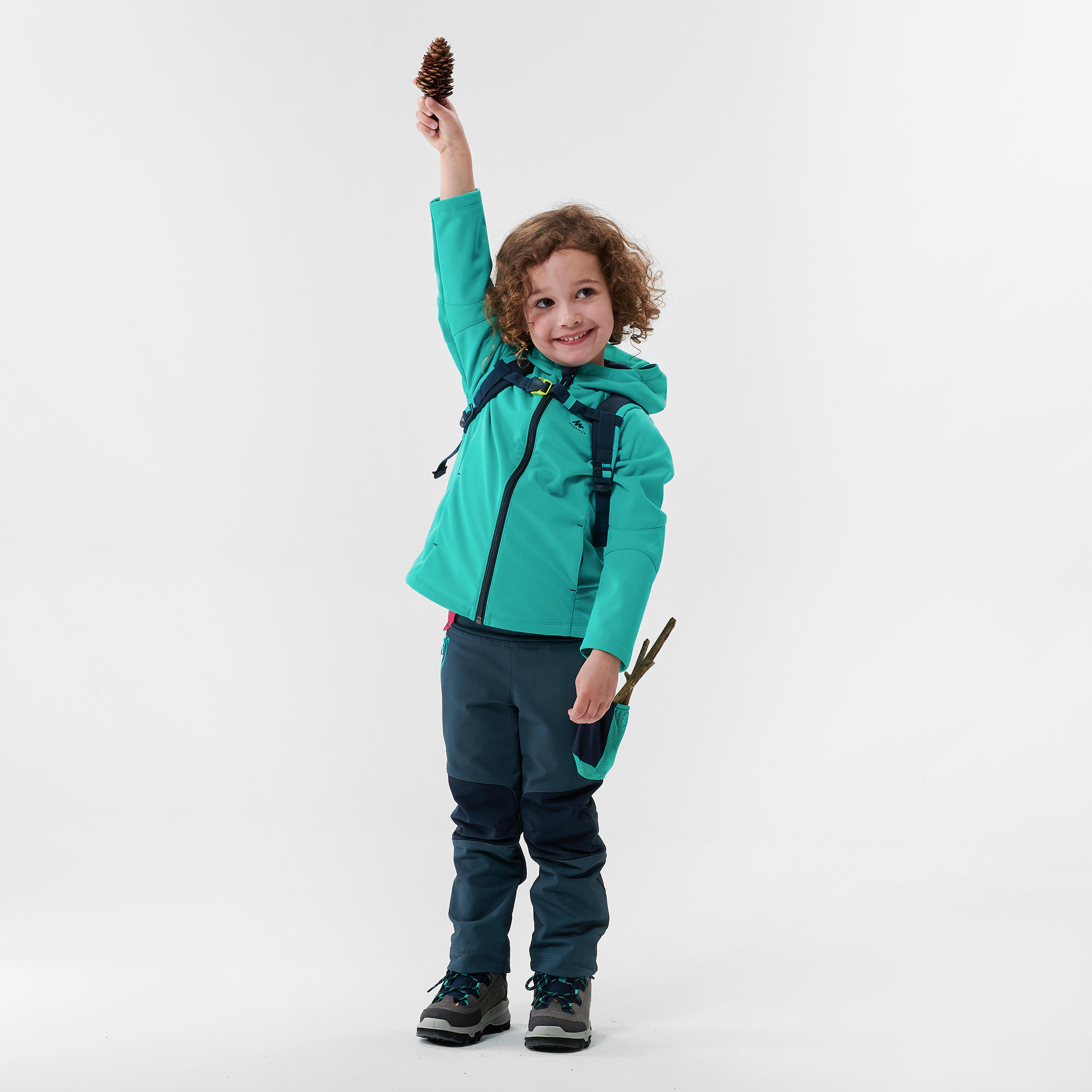 Kids’ Softshell Hiking Jacket MH550 2-6 Years - Turquoise 1/2