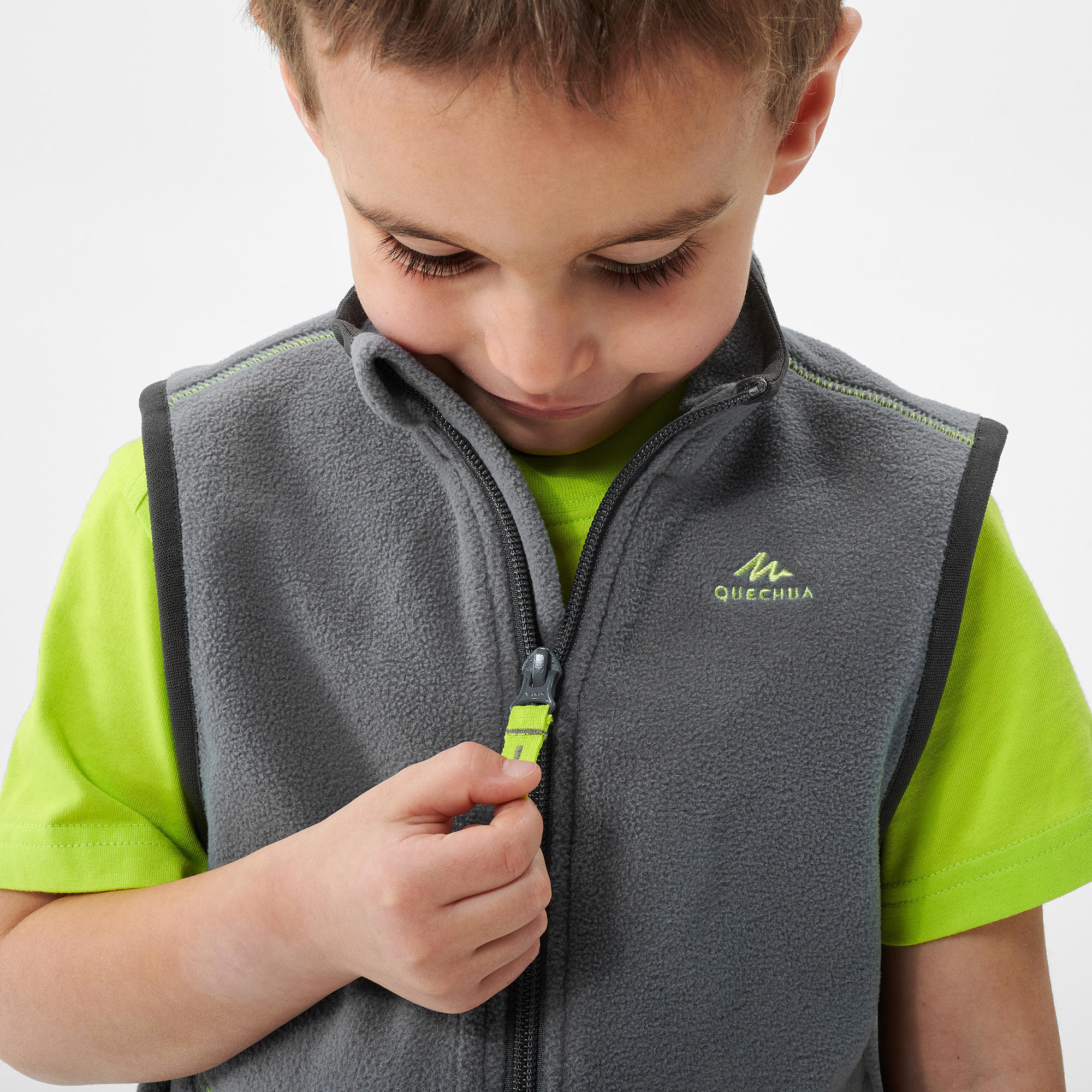 Gilet montagna bambino MH150 pile grigio QUECHUA | DECATHLON