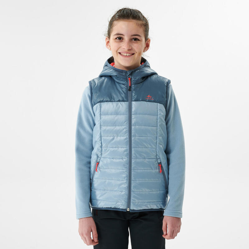 Dívčí turistická prošívaná vesta MH 500 modro-šedá