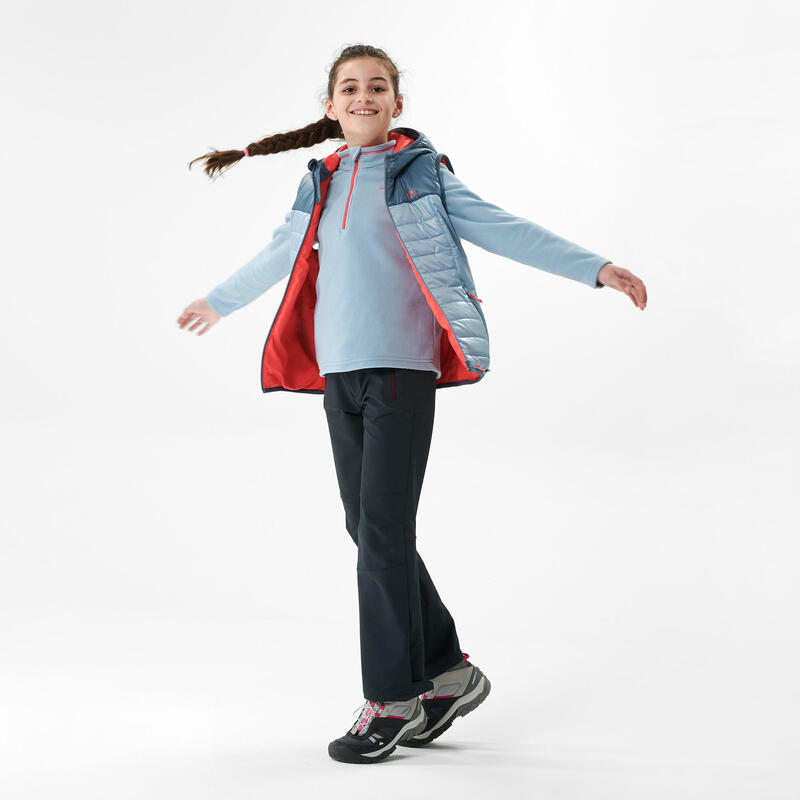 Dívčí turistická prošívaná vesta MH 500 modro-šedá