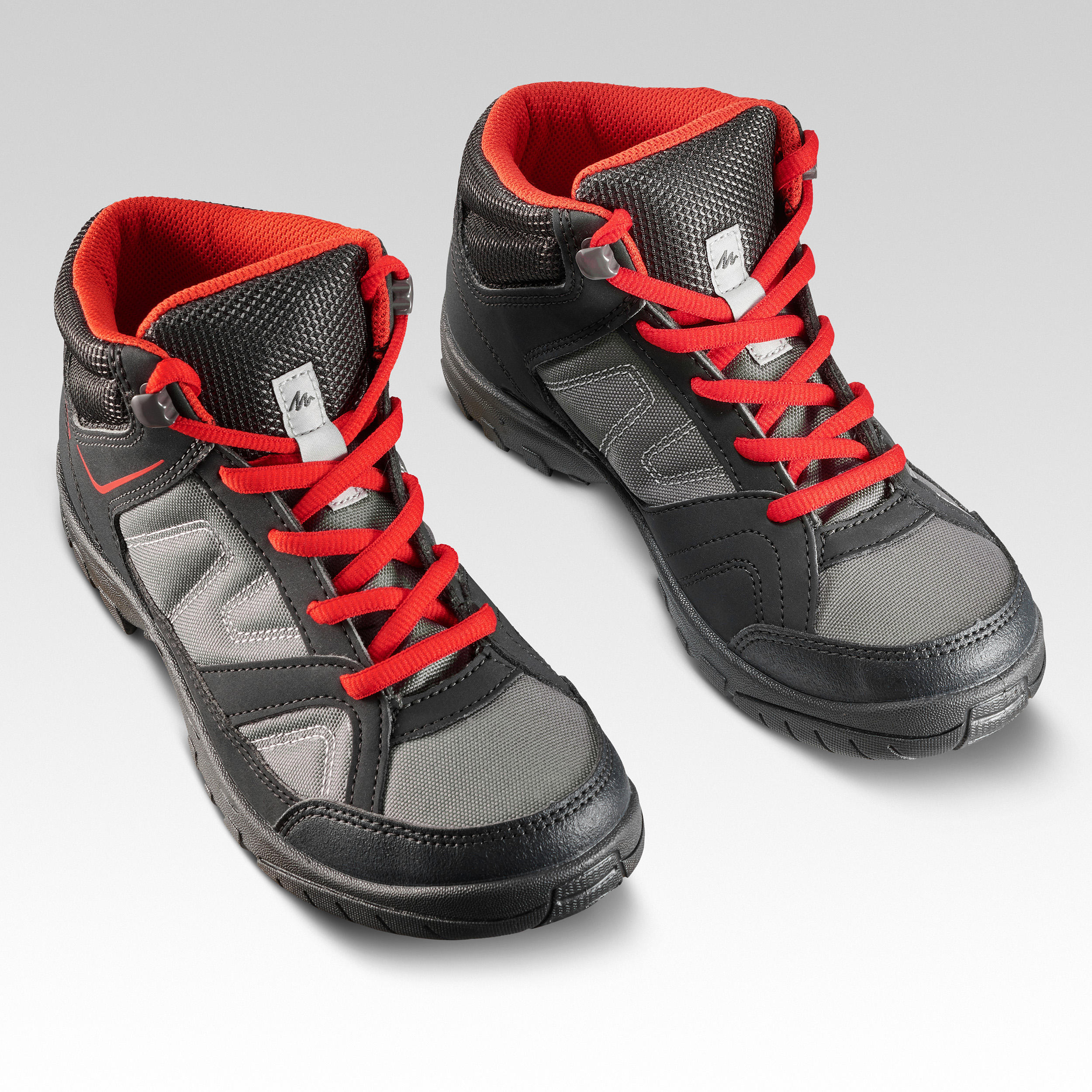 Kids Hiking Boots 35 TO 38 Mid JR MH100 - Black/Red 4/6