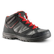 Kids Hiking Shoes (Mid Ankle) MH100 JR - Black/Red