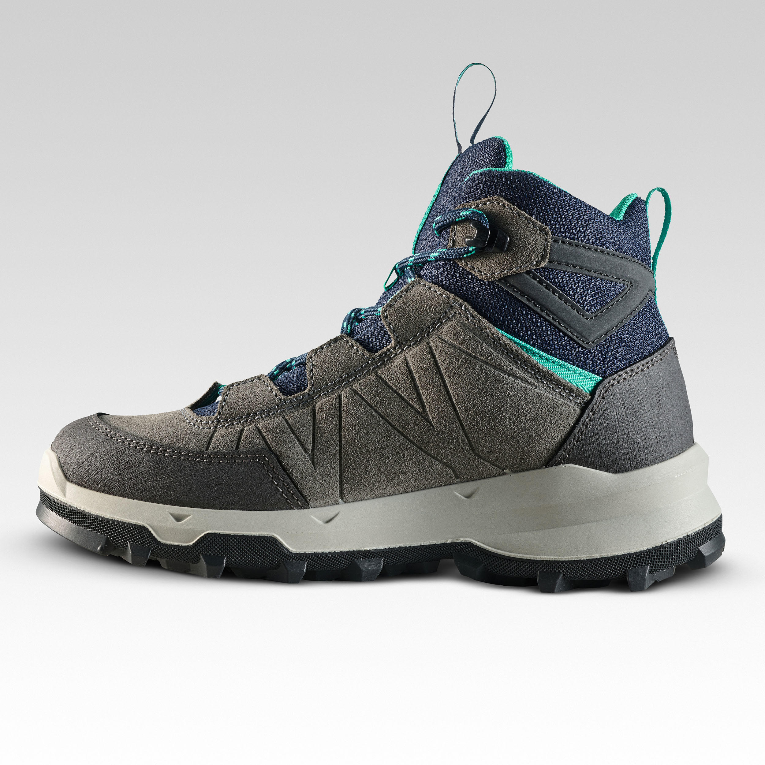 Kids’ high-rise, waterproof hiking boots UK JR sizes 10 - 6, MH900 - Blue