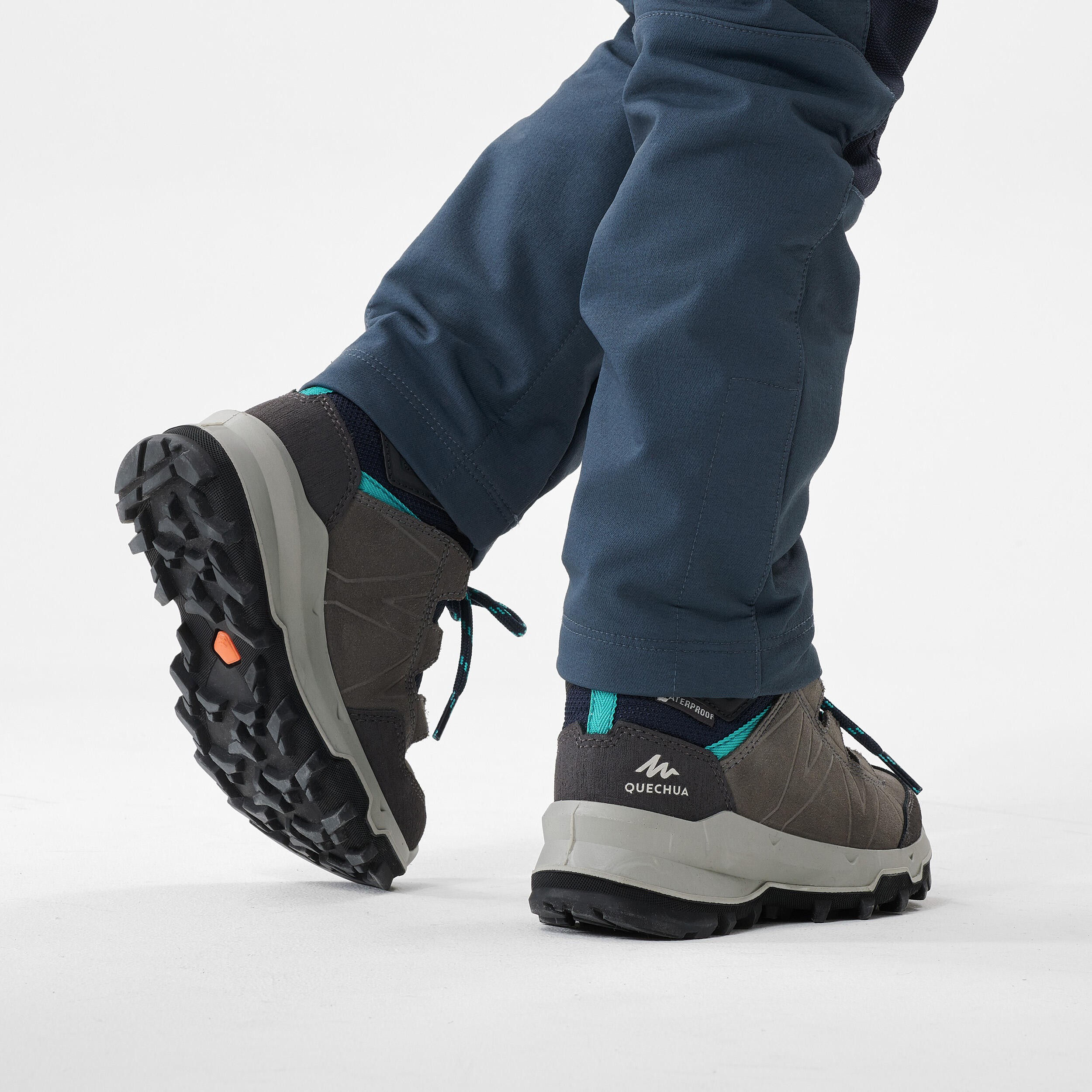 Kids’ waterproof high hiking boots, UK sizes 10 to 6, MH900 - Blue