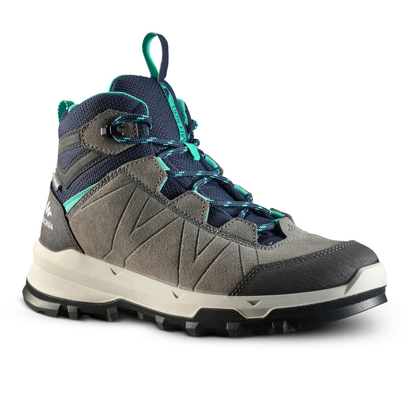 Chaussures haute de randonnée montagne enfant MH500 imperméable Gris-bleu 28-39