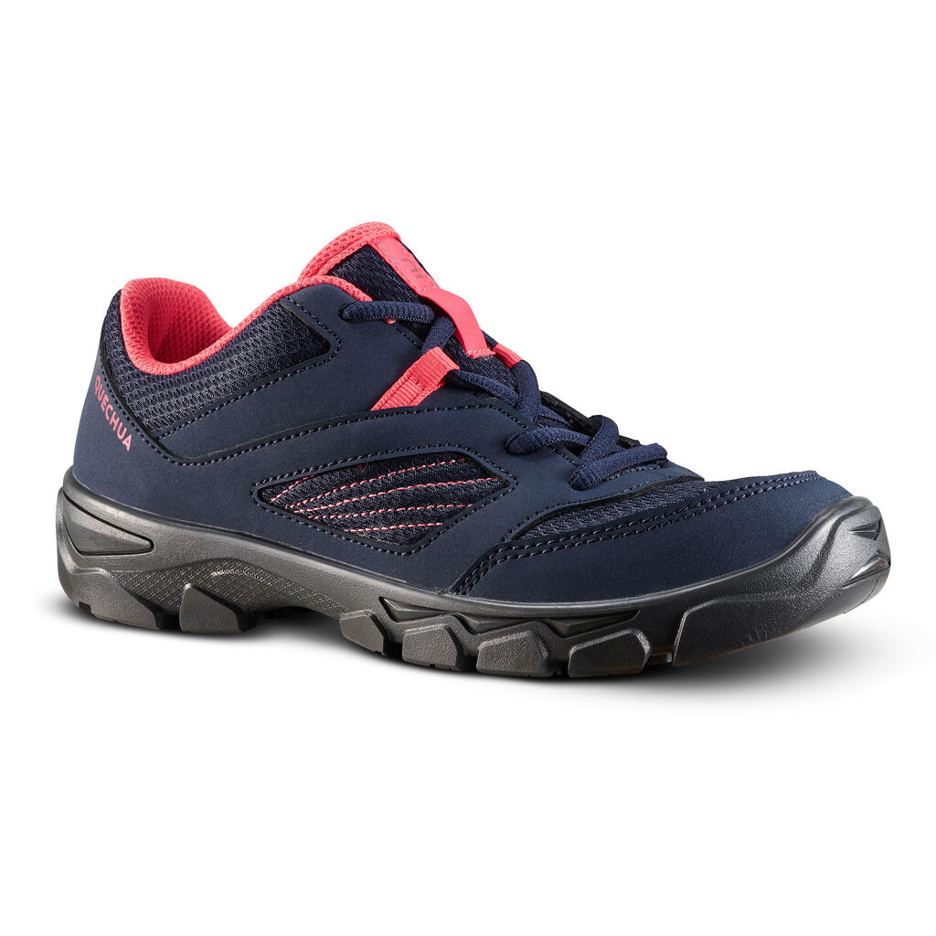 Botas de senderismo niños con agujetas MH100 caña baja azul coral 35 al 38 
