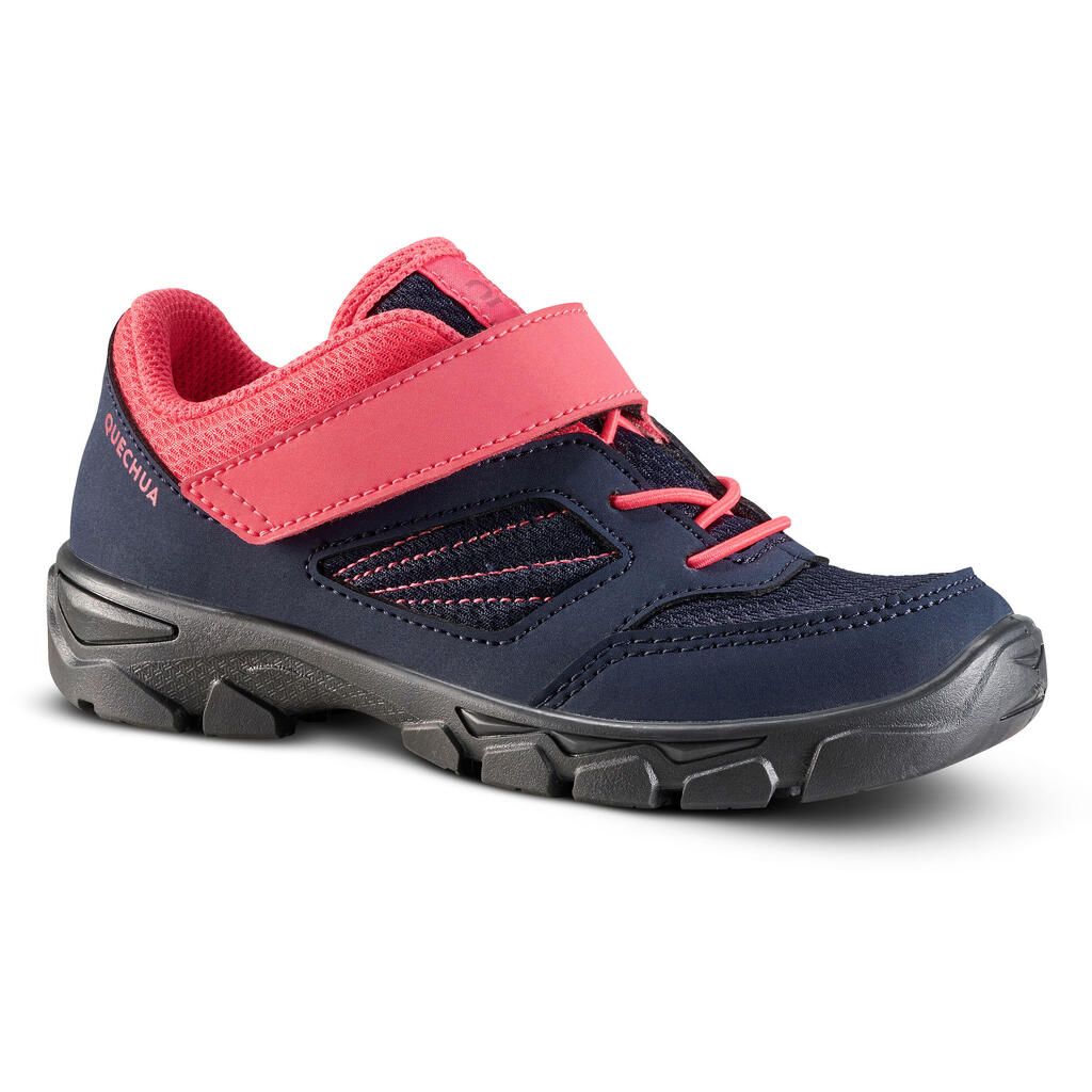 Kids’ Hiking Shoes with Rip-tab MH100 from Jr size 7 to Adult size 2 Blue & Pink