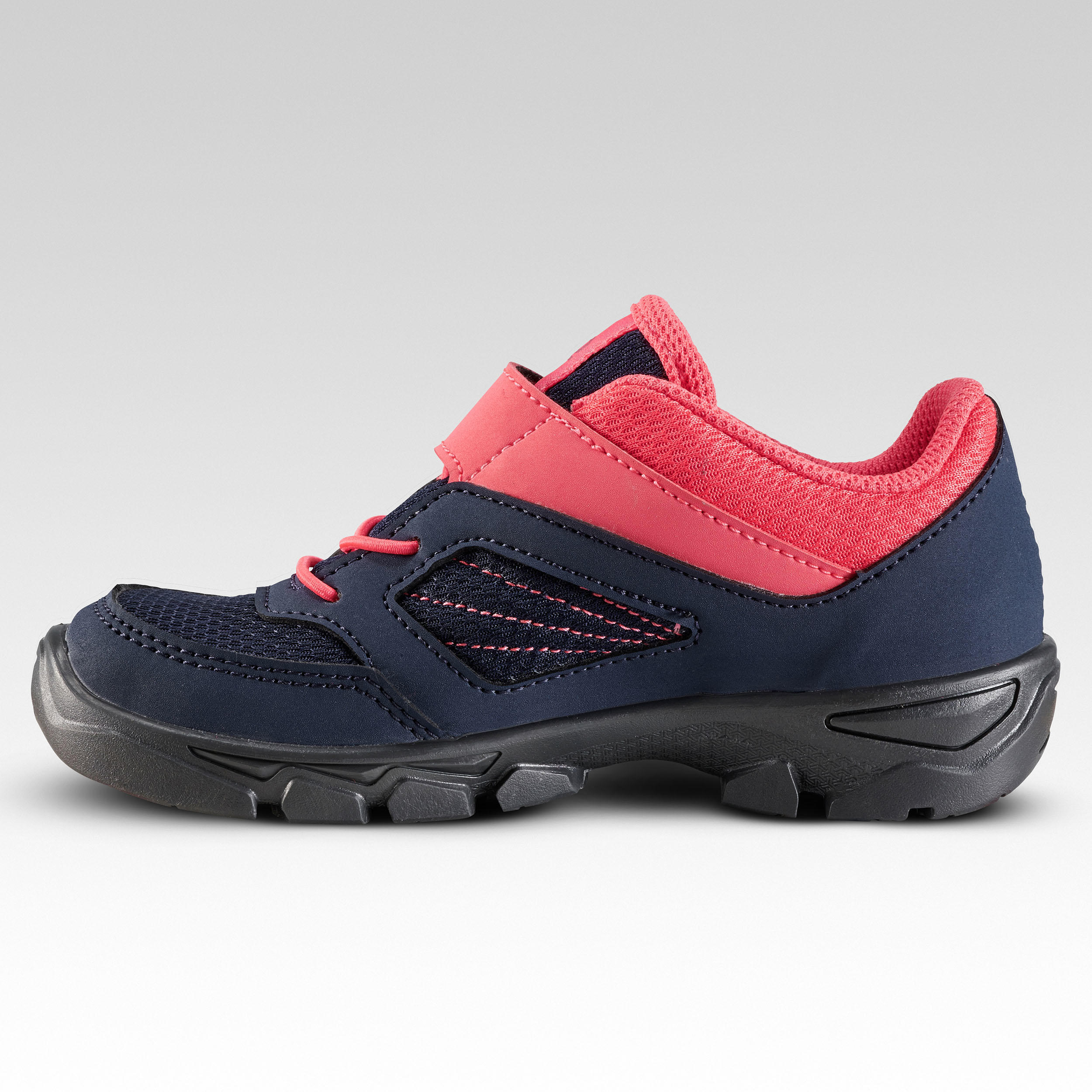 Kids’ Hiking Shoes with Rip-tab MH100 from Jr size 7 to Adult size 2 Blue & Pink 4/8