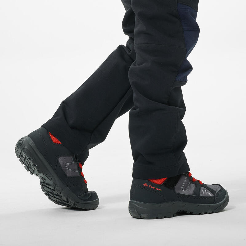 Chaussures de randonnée enfant montantes MH100 MID KID grises/rouges 24 AU 34