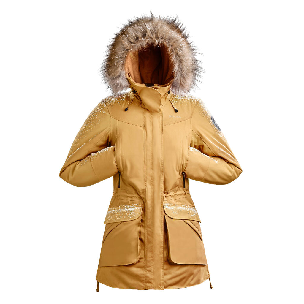 Dámska nepremokavá zimná bunda - parka na turistiku SH500 U-Warm do -20 °C