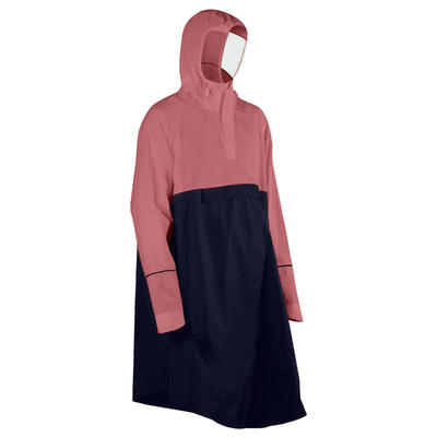 Regenponcho fiets 900 roze/marineblauw