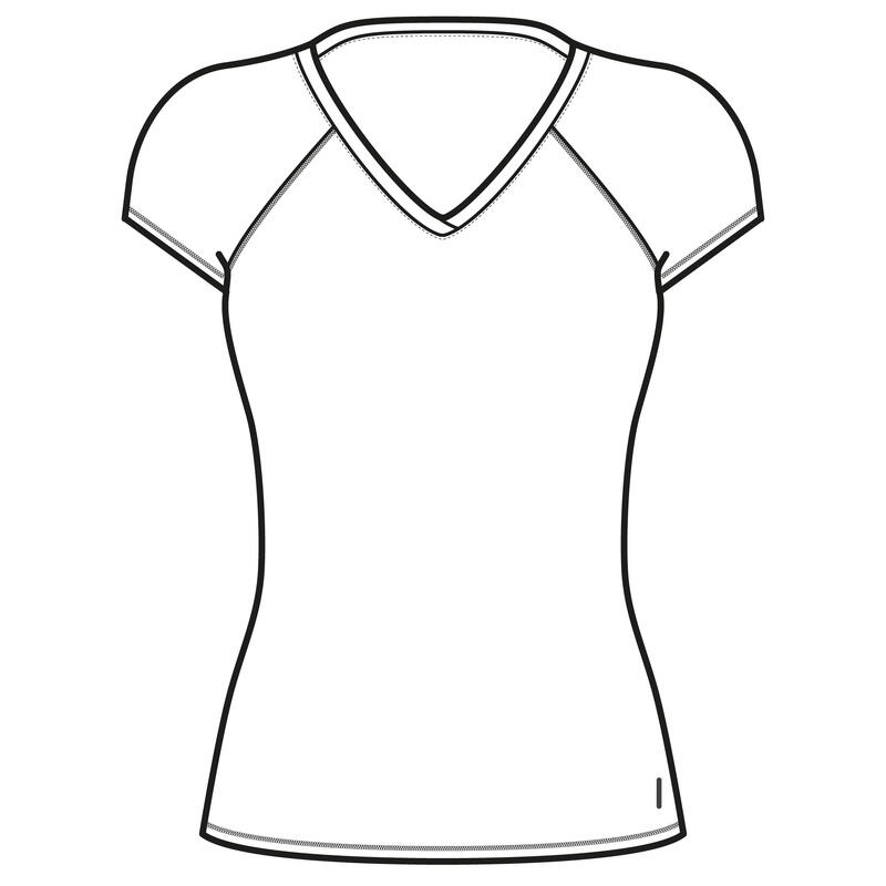 Camiseta fitness manga corta cuello pico algodón extensible Mujer blanco