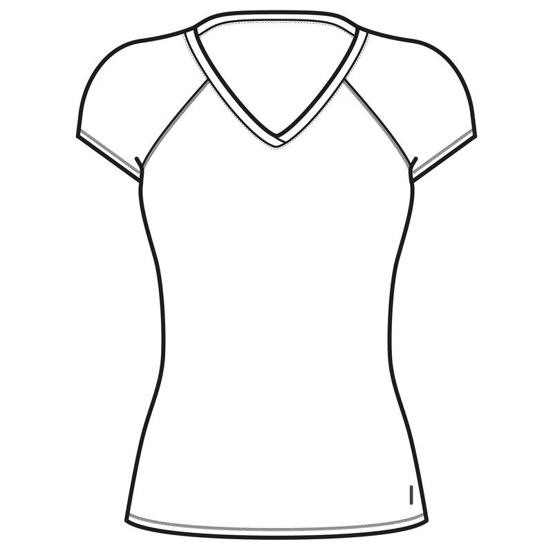 Fitness T-shirt voor dames V-hals 500 gletsjerwit
