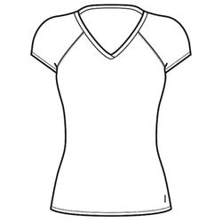 T-shirt fitness manches courtes slim coton extensible col en V femme blanc