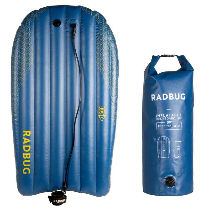 Bodyboard 100 aufblasbar Tasche mit integrierter Pumpe blau