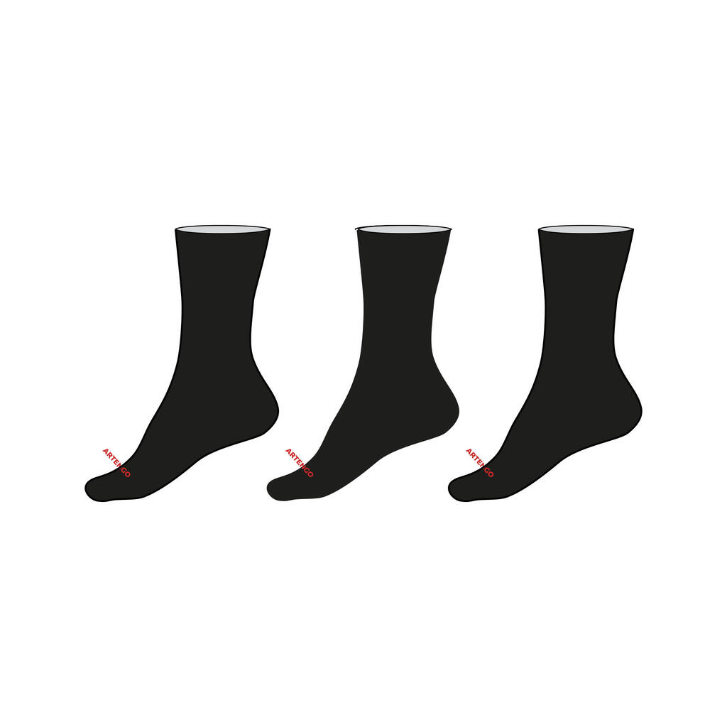 Kids' High Sports Socks Tri-Pack RS 160 - Black/Grey