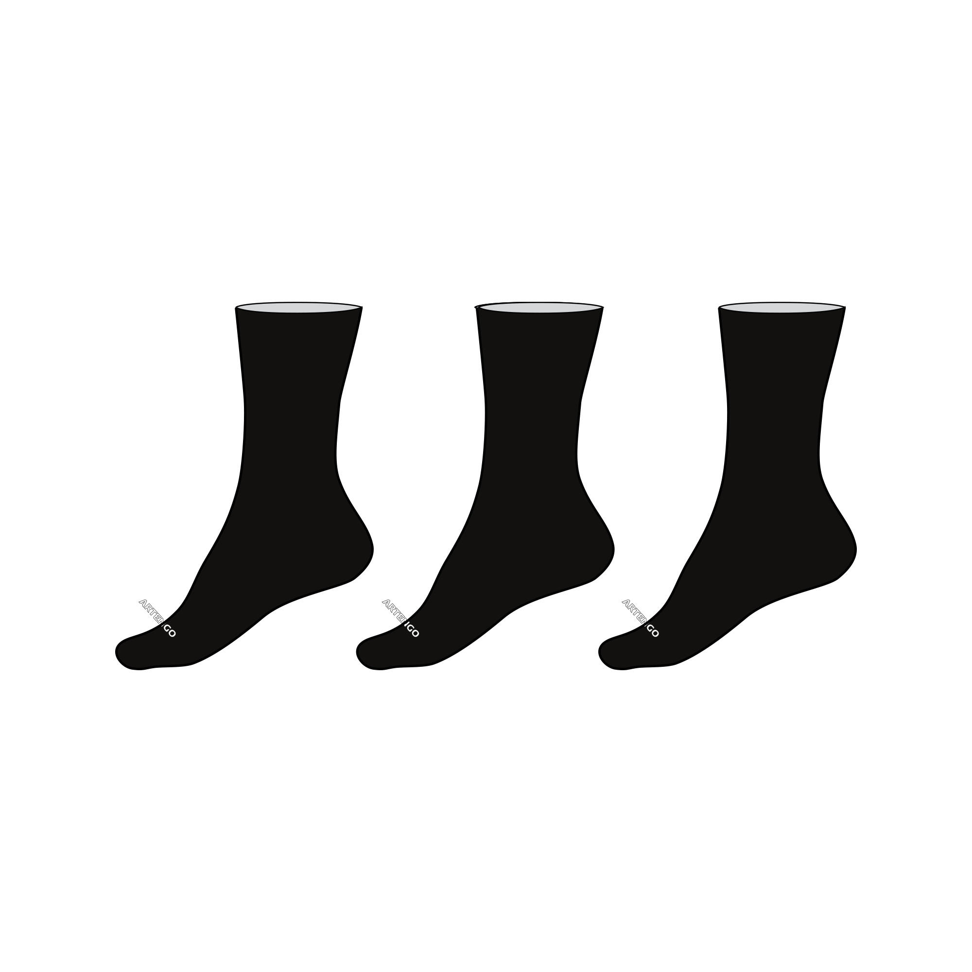 Chaussettes de tennis enfant hautes lot de 3 - rs100 noir