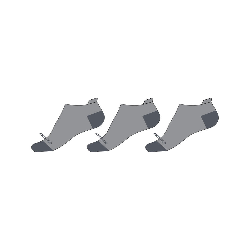 Kids' Low Tennis Socks Tri-Pack RS 160 - Grey