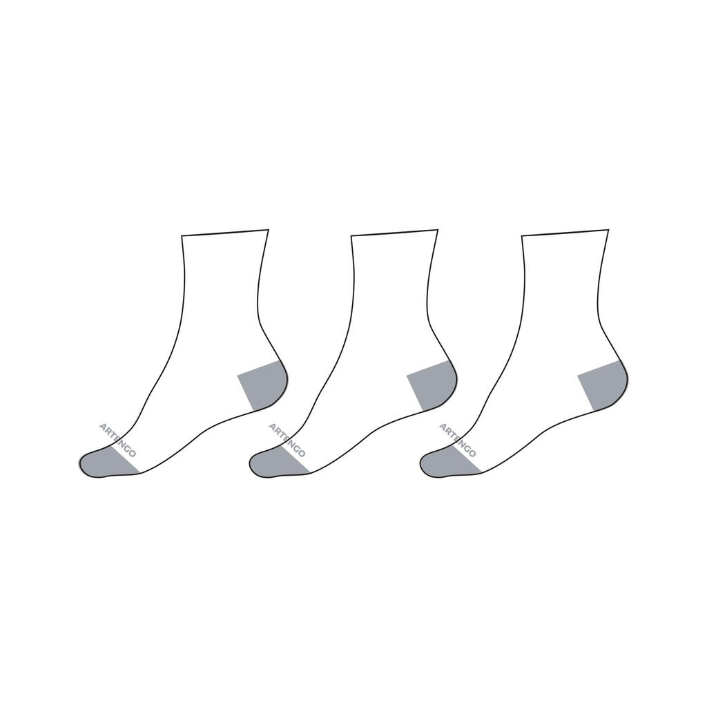 Kids' High Sports Socks Tri-Pack RS 160 - Black/Grey