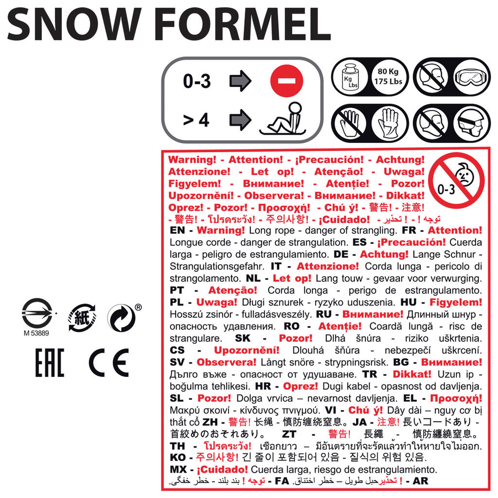 Detské boby s brzdou a volantom Snow Formel červené