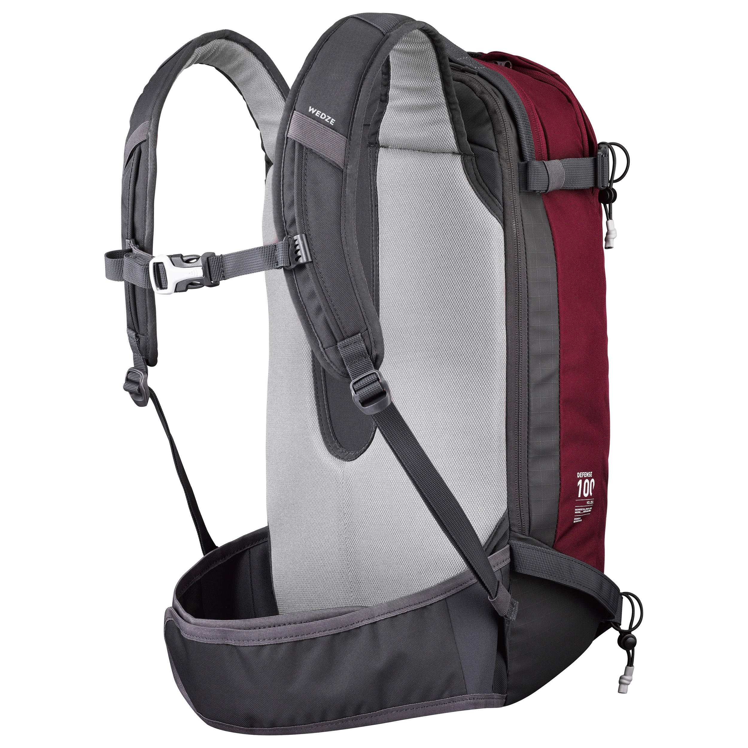 Freeride ski snowboard backpack - FR 100 DEFENSE  - Burgundy 9/25