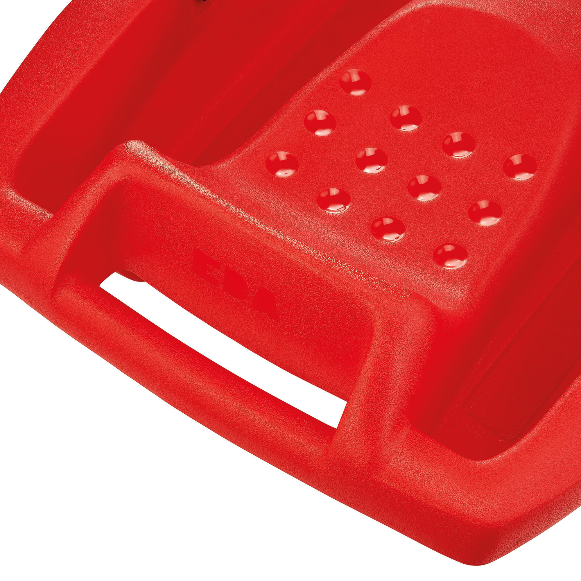 Children's red tray sled with brakes